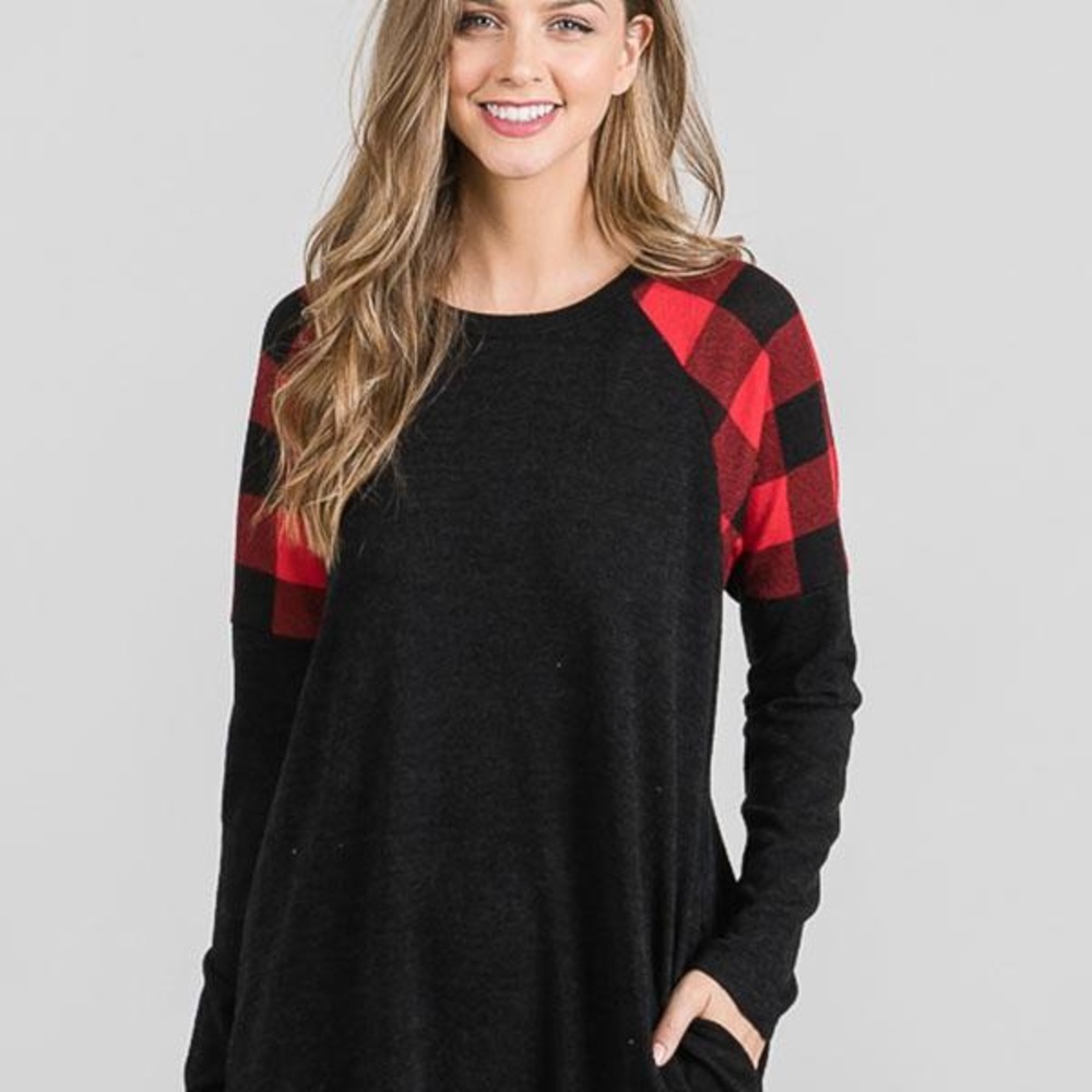 Red plaid pocket midi - Picture 1 of 1